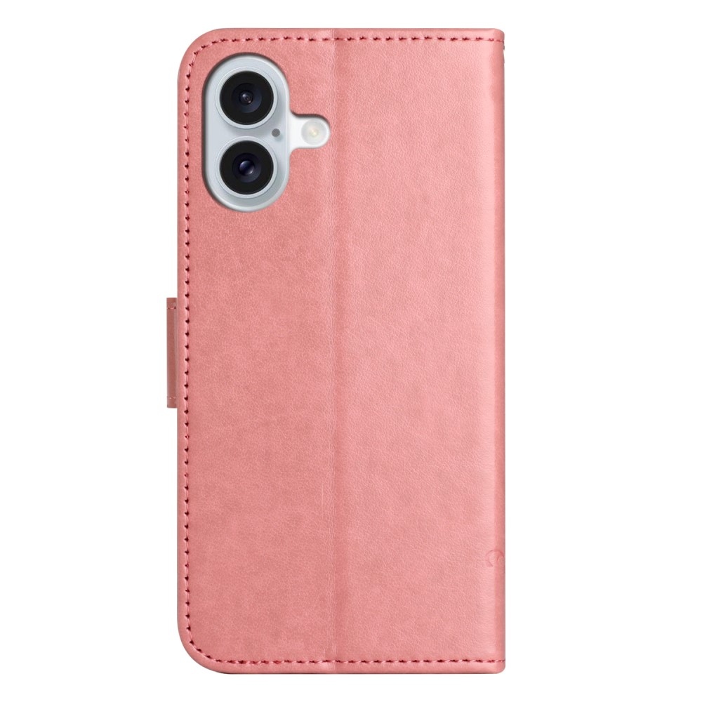 Virágos könyvtáska iPhone 16-hoz - rózsaszín