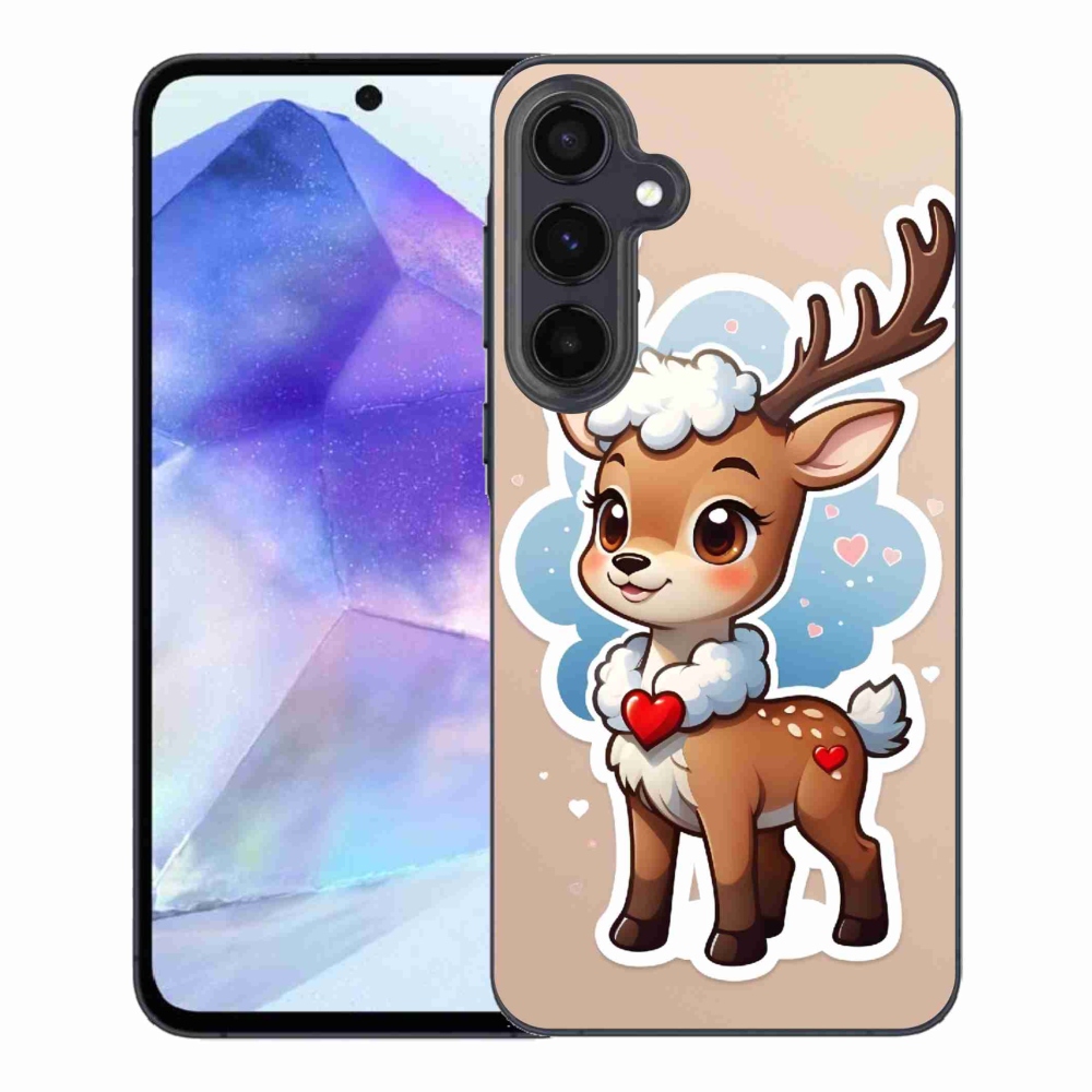 Zselés borítás mmCase Samsung Galaxy A55 5G - rajzfilm rénszarvashoz