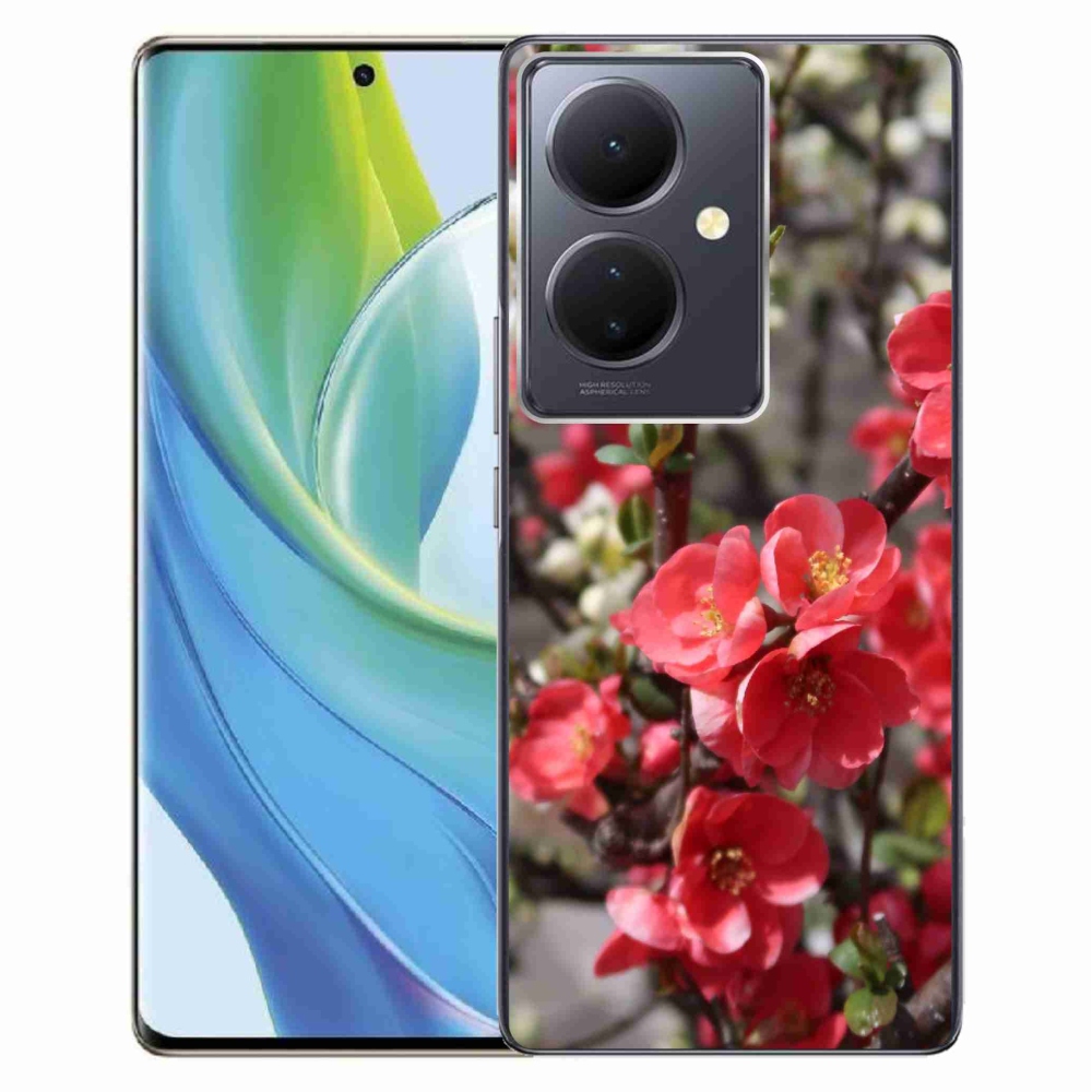 Gél borító mmCase a Vivo V29 Lite 5G-hez - piros virágok