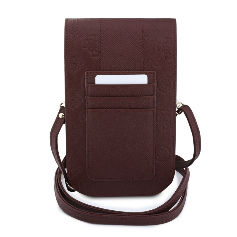 Guess PU 4G Peony Stripe Metal Logo mobiltelefon-táska, bordó