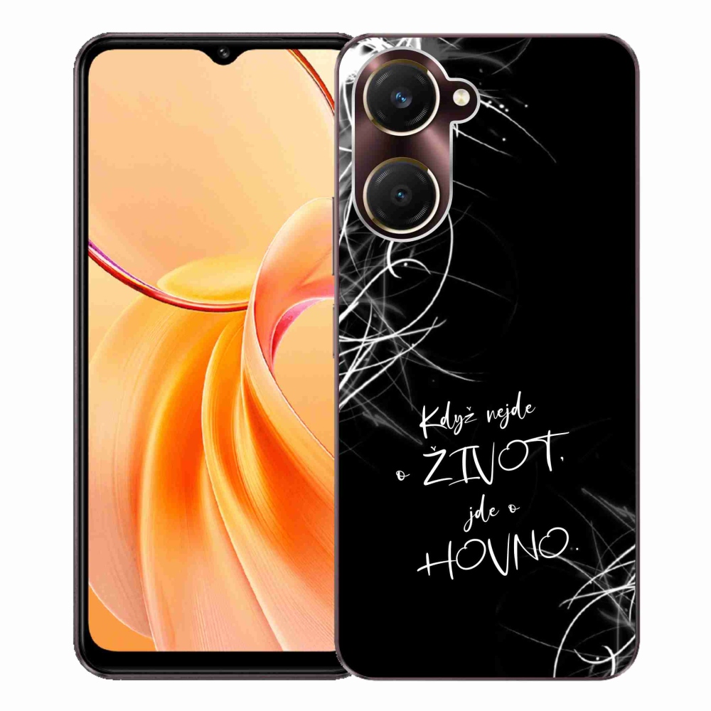 Gél borító mmCase a Vivo Y28s 5G készülékhez - vicces szöveg 16 fekete háttér