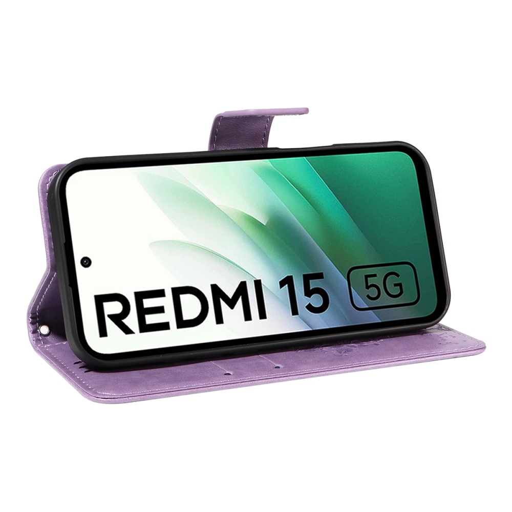 Fák könyve tok Xiaomi Redmi 15 4G (171mm) - világos lila