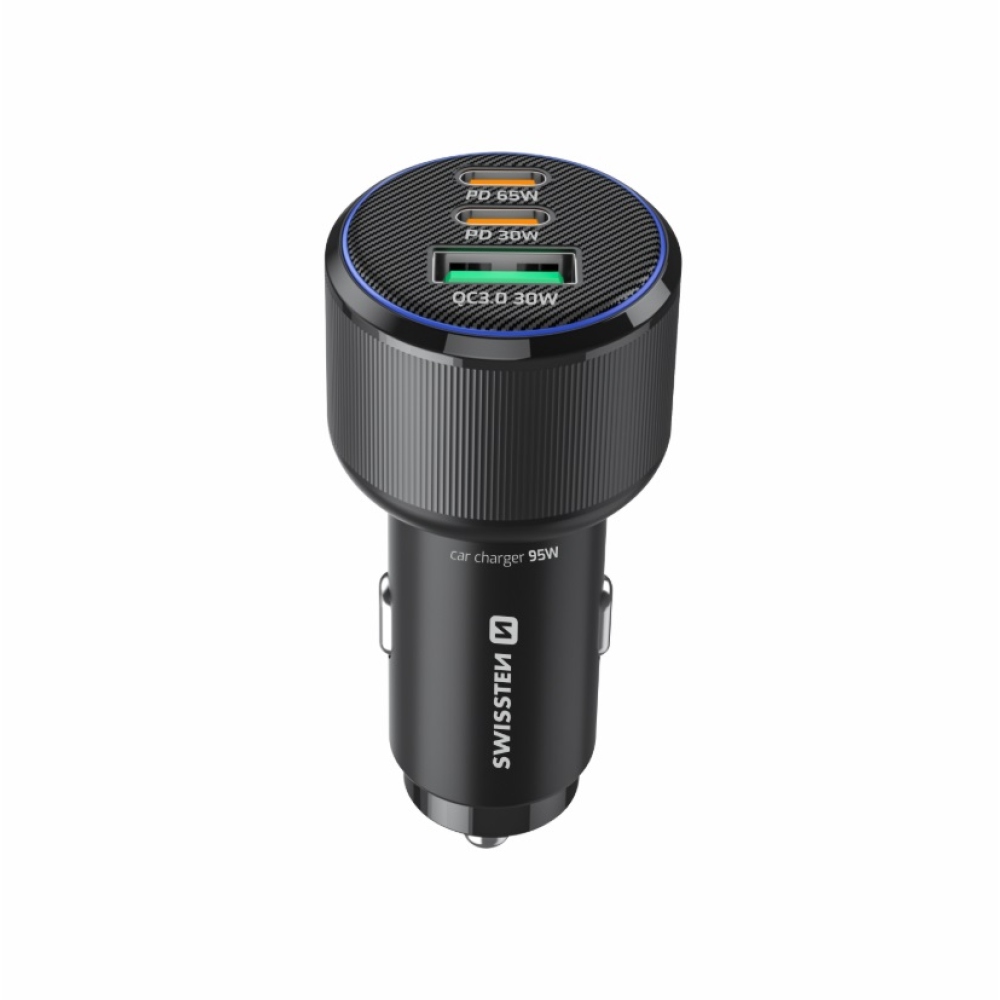 Swissten CL adapter 2x USB-C PD + USB-A, 95W - fekete