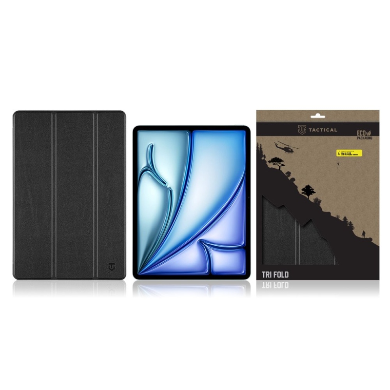 Tactical Book Tri Fold tok iPad Air 13 2024/Pro 12.9 2021 Fekete