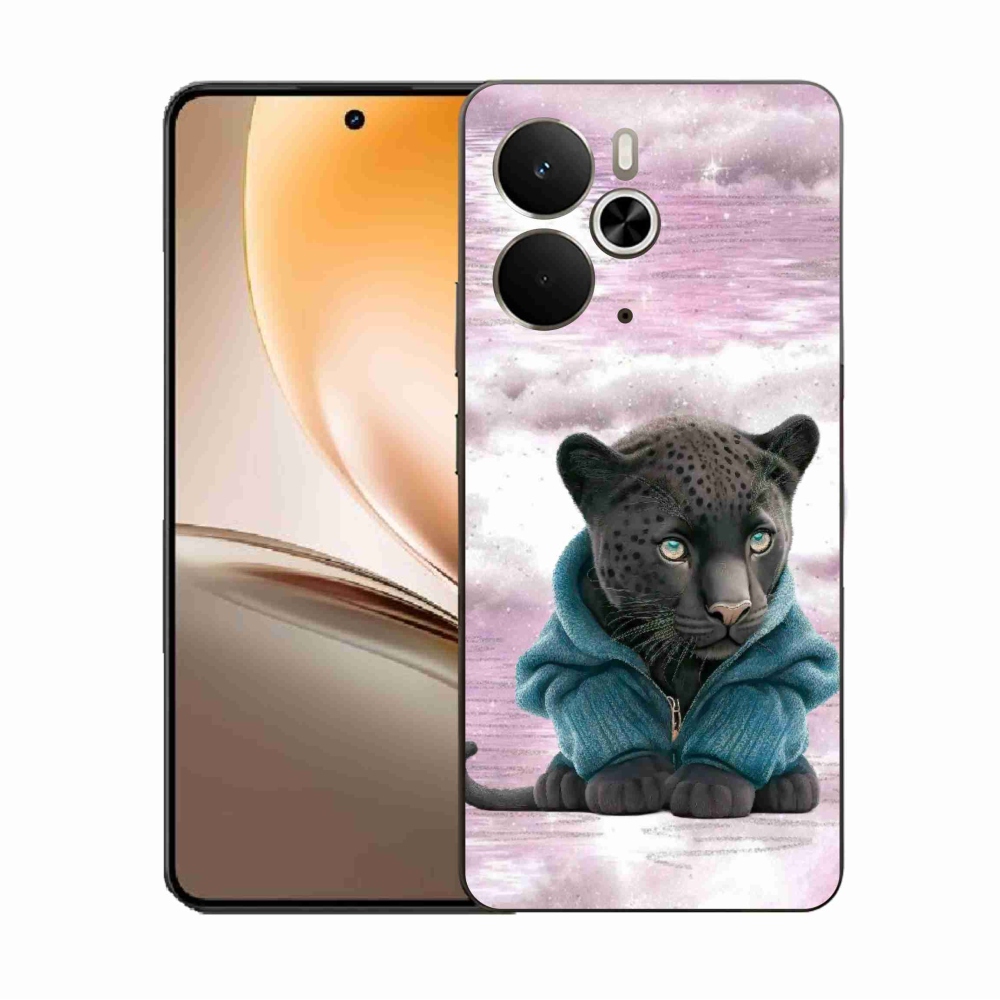 Gél borítás mmCase a Realme 14 5G/14T 5G készülékhez - fekete párduc pulóverben