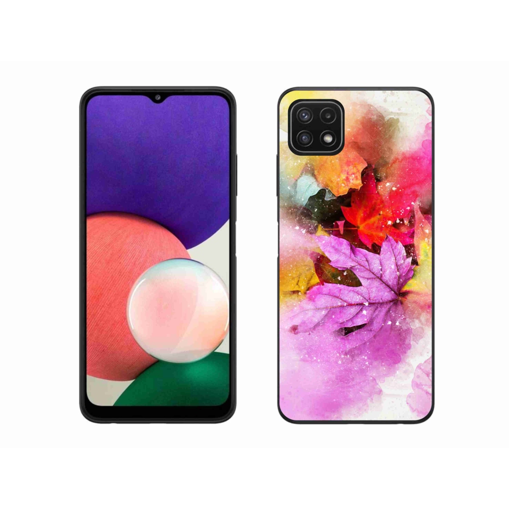 Gél borító mmCase Samsung Galaxy A22 5G - színes levelek - Samsung Galaxy A22 5G számára