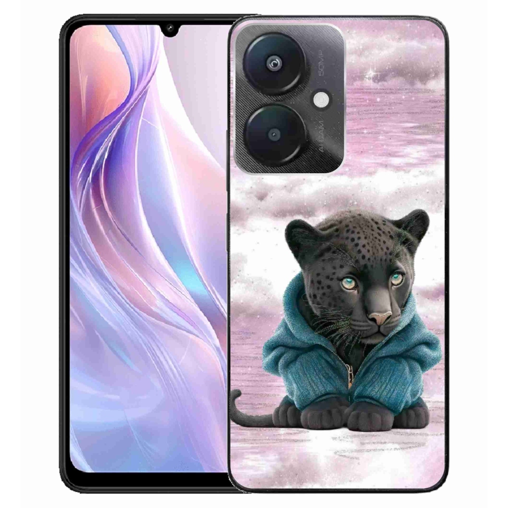 Gél borítás mmCase a Xiaomi Redmi 13C 5G-hez - fekete párduc pulóverben