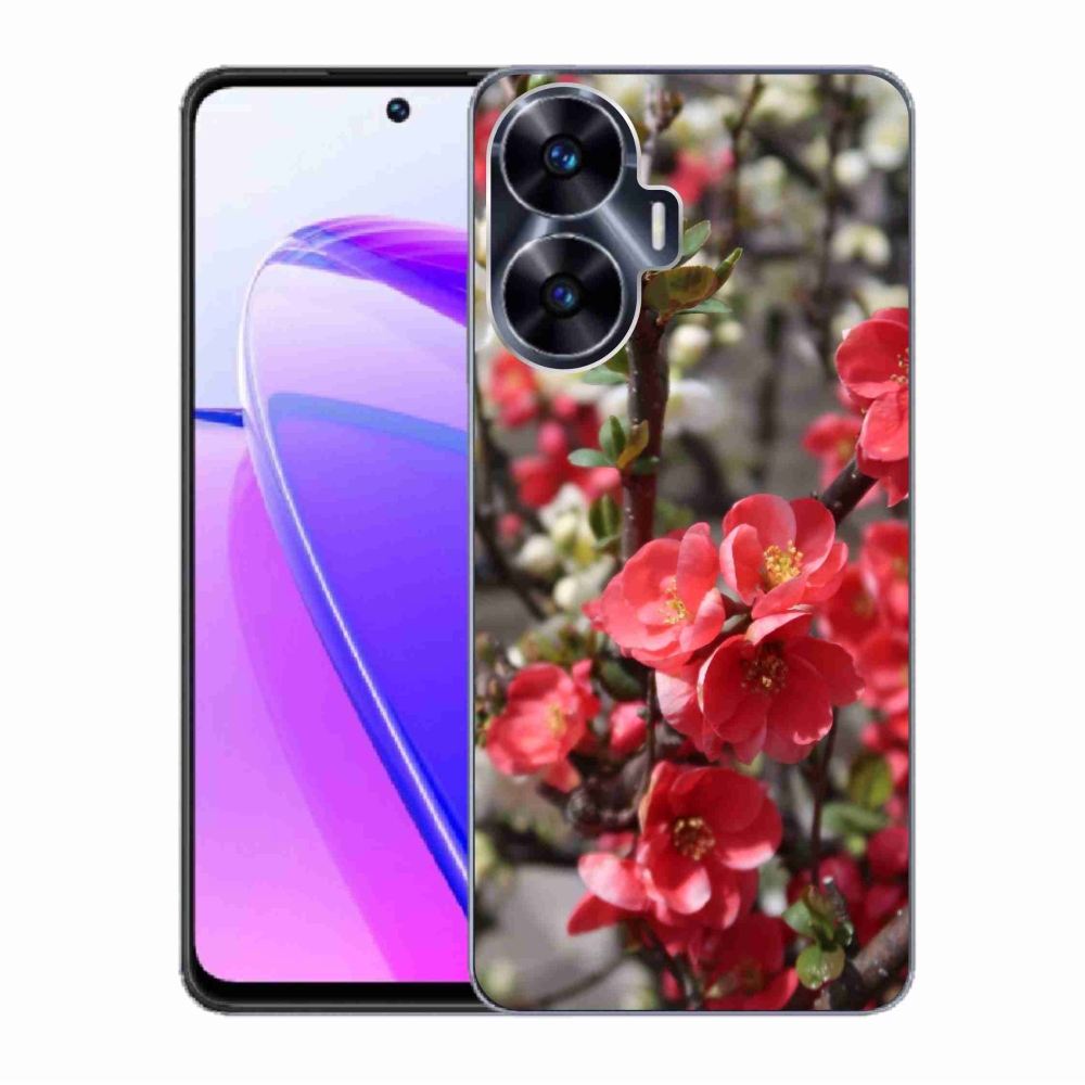 Gél borító mmCase a Realme C55 készülékhez - piros virágok