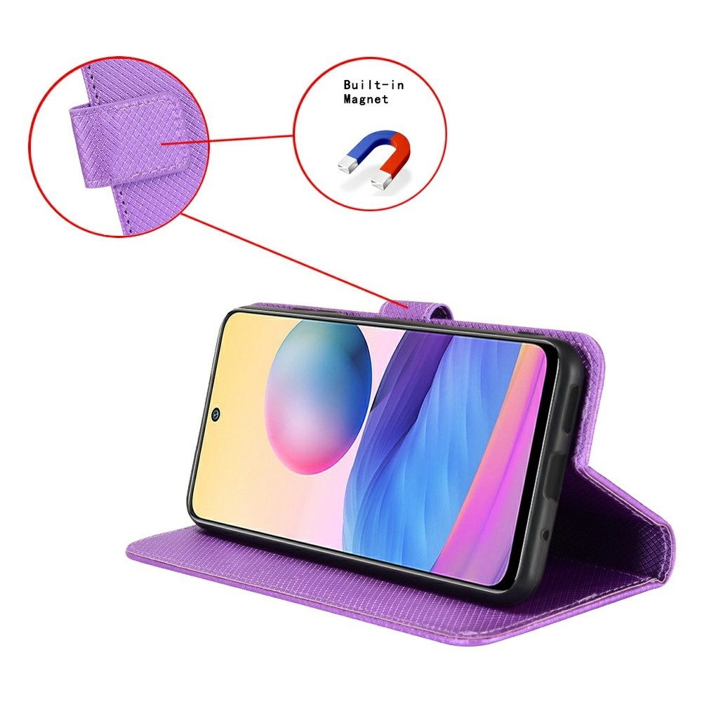 Gyémánt könyvtáska Realme Note 70T-hez - lila