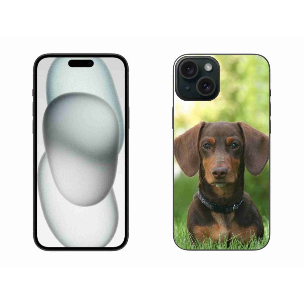 Gél tok mmCase iPhone 15 Plus készülékhez - barna tacskó