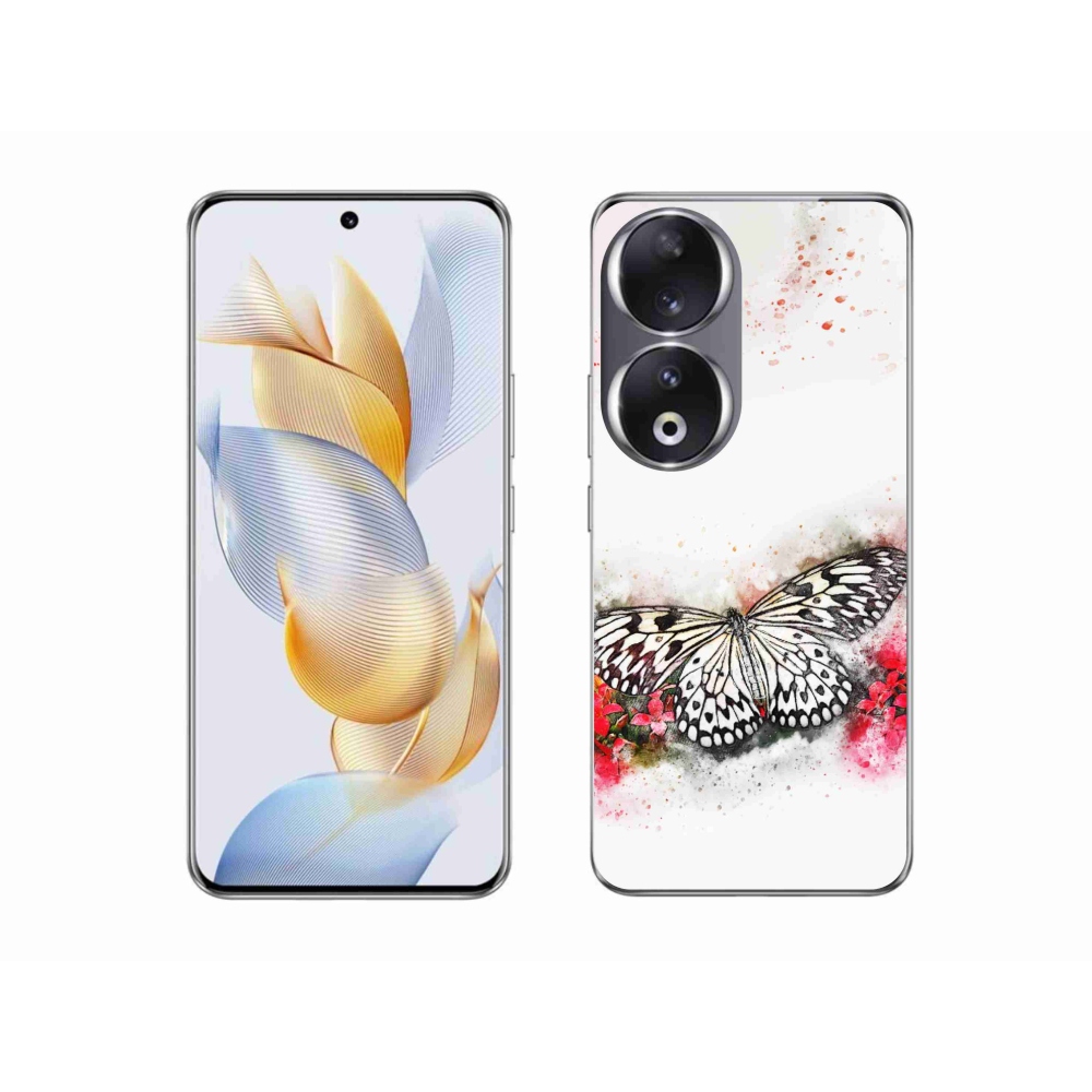 Zselés borító mmCase a Honor 90-hez - fekete-fehér pillangó