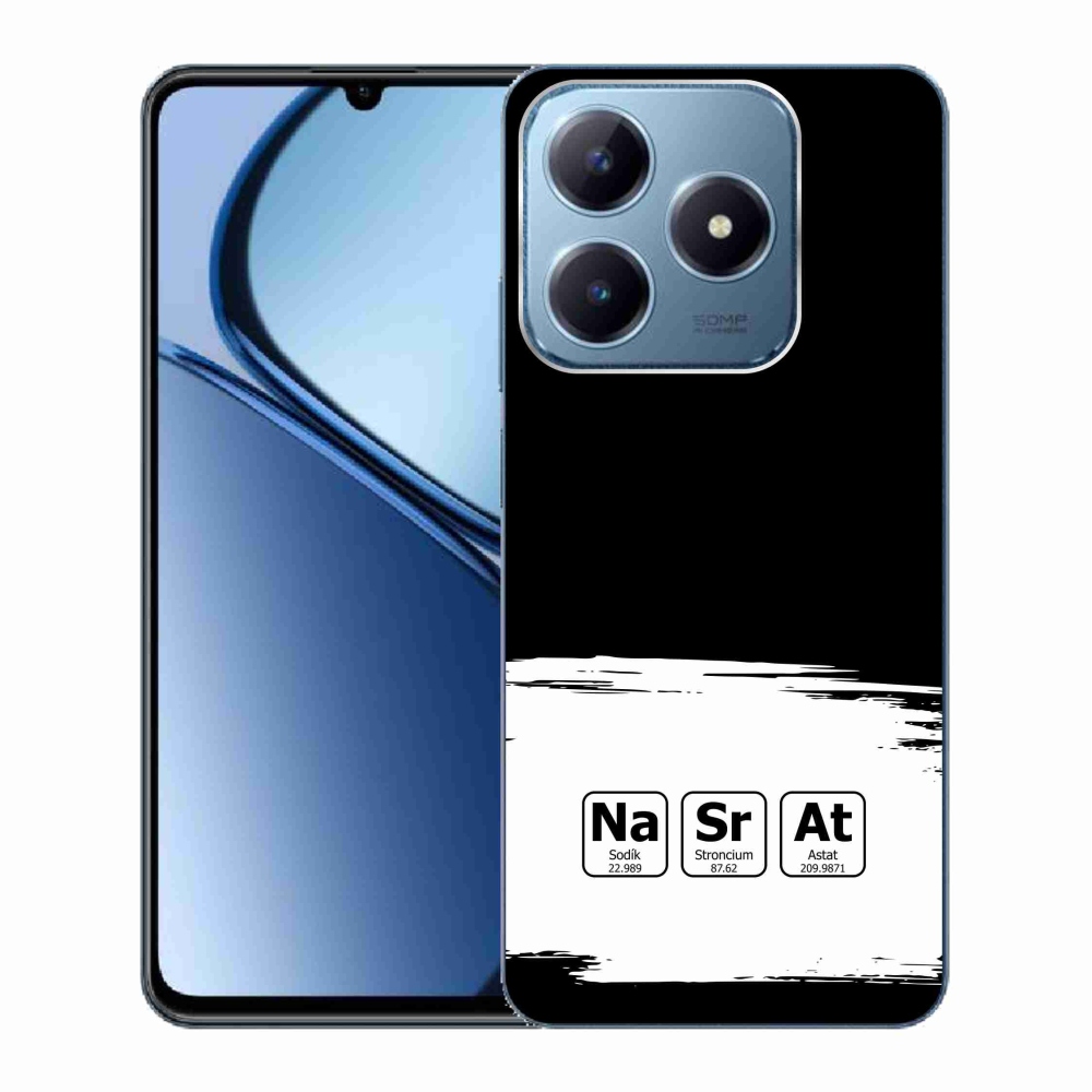 Gél borító mmCase a Realme C63 készülékhez - kémiai elemek fehér és fekete háttérrel