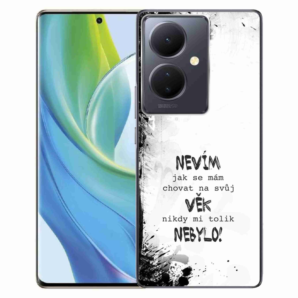 Gél borító mmCase a Vivo V29 Lite 5G-hez - vicces szöveg 14 fehér háttér