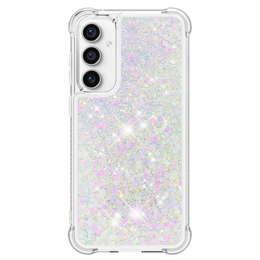Glitter zselés homokóra tok Samsung Galaxy S23 FE készülékhez - rózsaszín/ezüst/szív