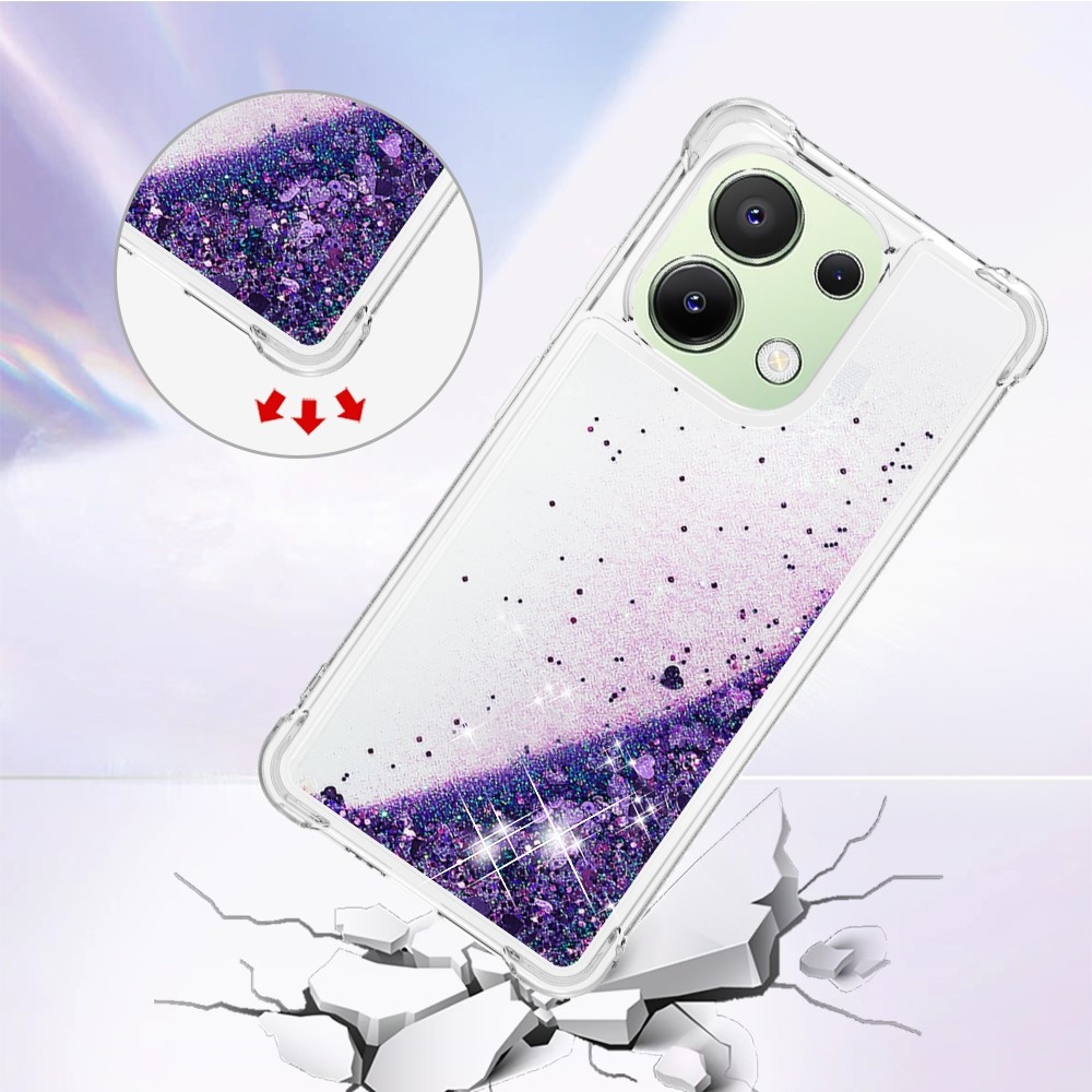 Glitter zselés homokóra tok Xiaomi Redmi Note 13-hoz - sötét lila/szív