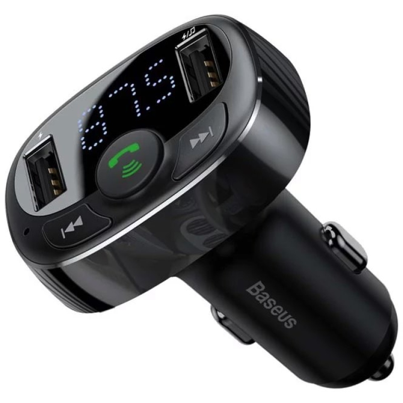 Baseus CCMT000001 S-09A 2x USB autós töltő és FM adóvevő Fekete