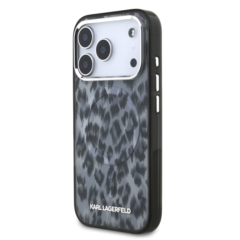 Karl Lagerfeld IML Leopard MagSafe hátlap iPhone 17 Próhoz, szürke