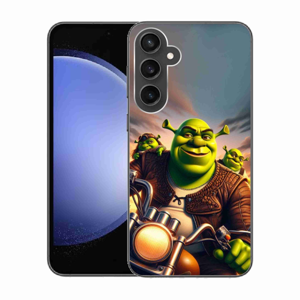 Zselés borítás mmCase Samsung Galaxy S23 FE - Shrek egy motorkerékpárral