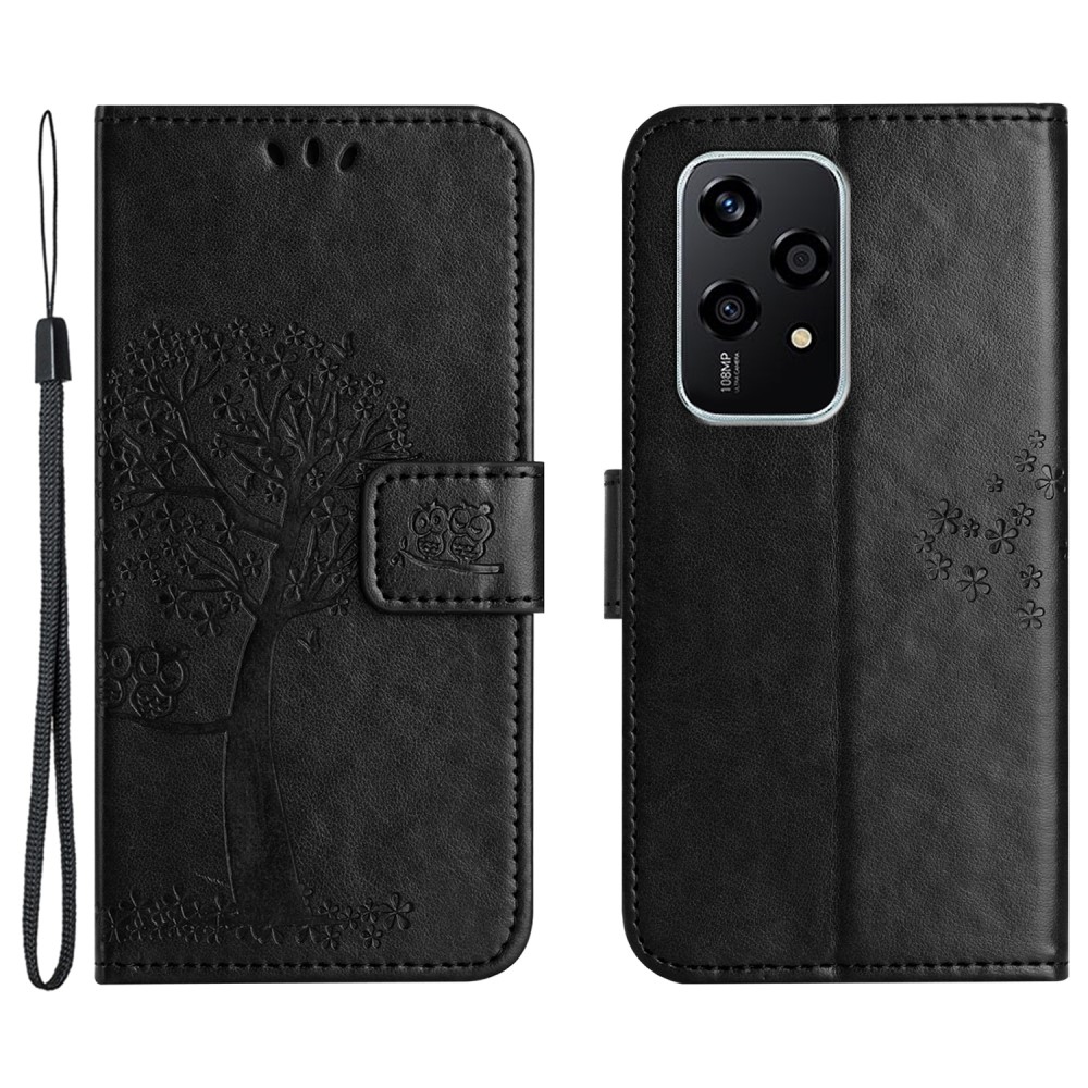 Fa könyvtáska a Honor 200 Lite 5G-hez - fekete