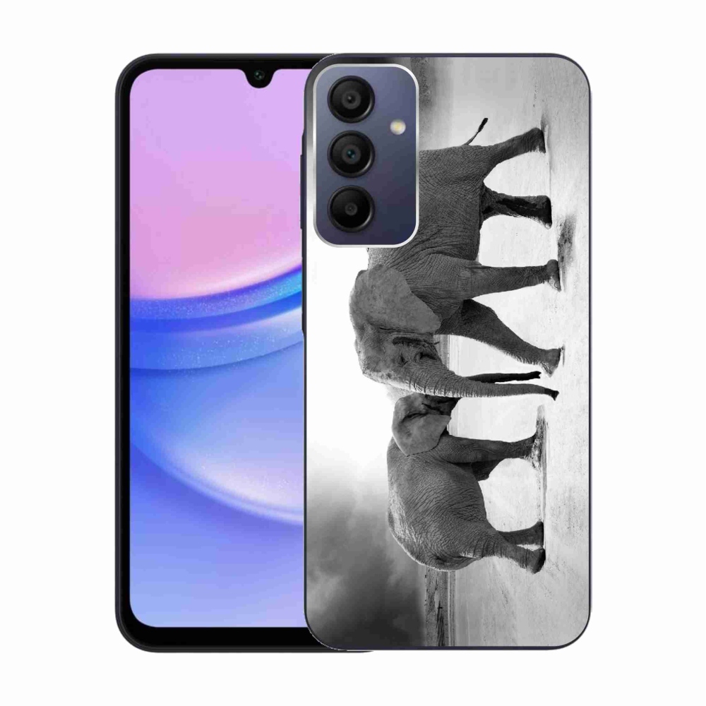 Gél borítás mmCase Samsung Galaxy A15 4G/5G készülékhez - fekete és fehér elefántok