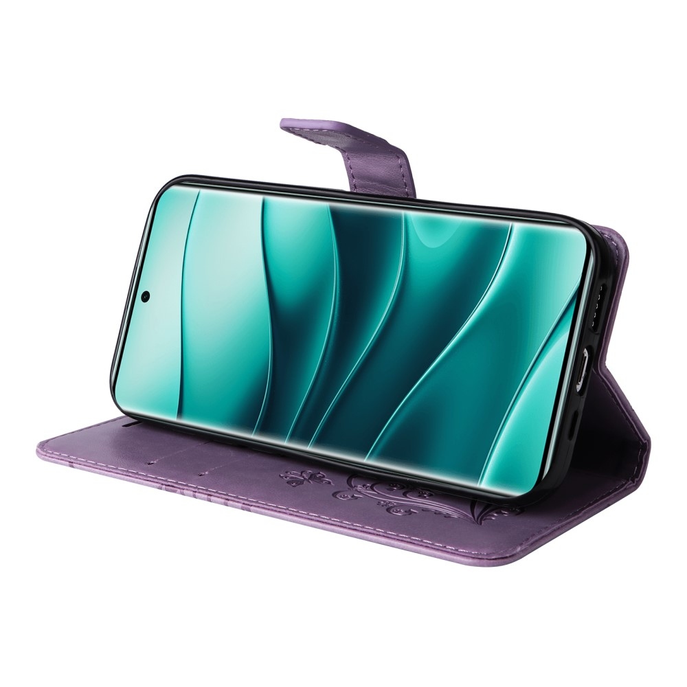 Nagy pillangó könyv tok a Xiaomi Redmi Note 14 Pro 5G/Poco X7 5G/Note 14 Pro+ 5G számára - lila