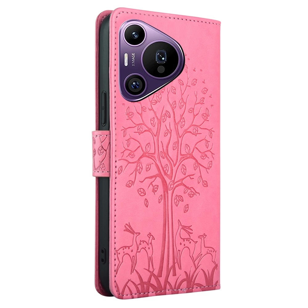 Fa könyvtáska Huawei Pura 70 Pro-hoz - rózsaszín