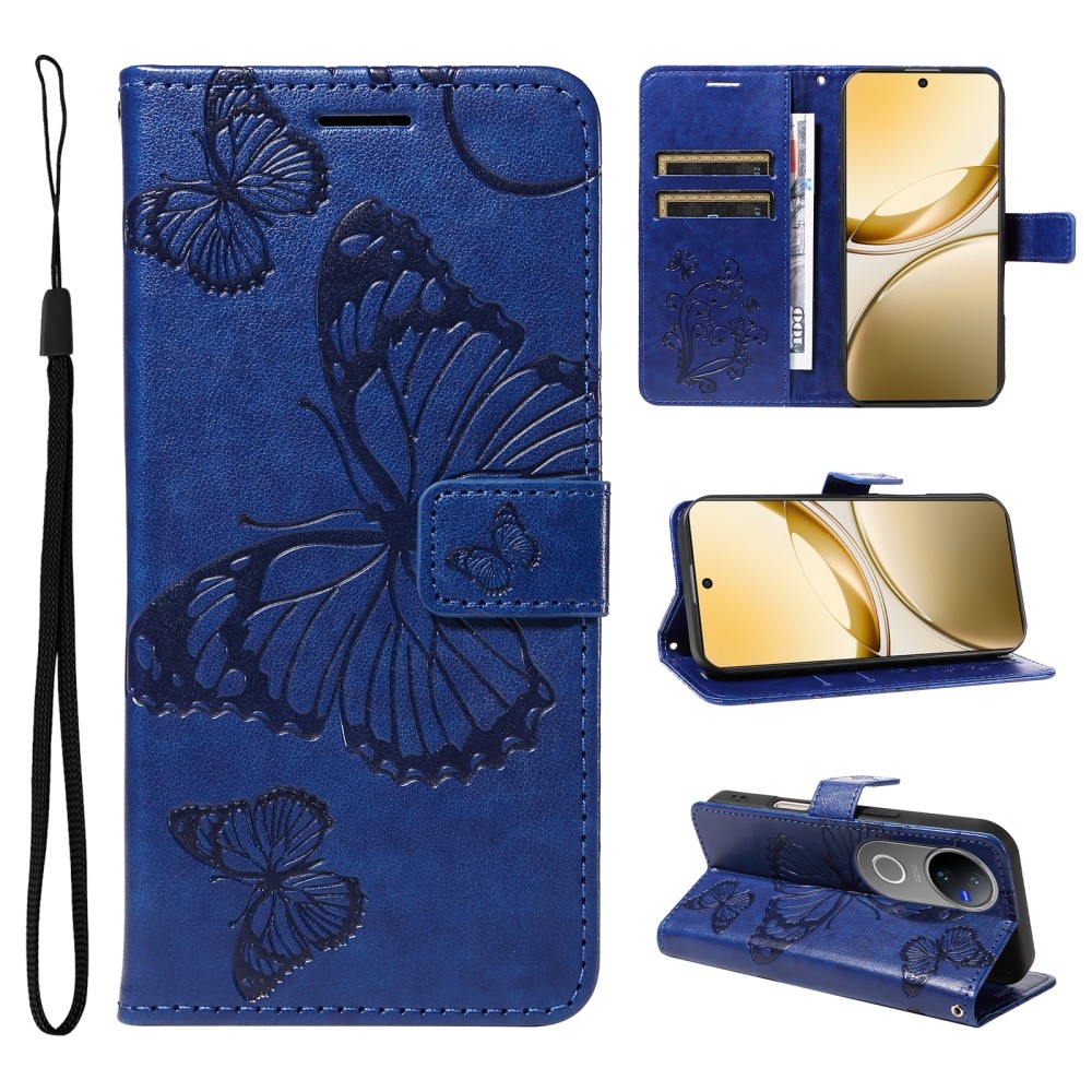 Nagy pillangó könyv tok a Vivo V50 5G-hez - kék