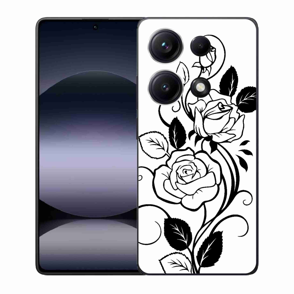 Gél borító mmCase a Xiaomi Redmi Note 14S-hez - fekete és fehér rózsa