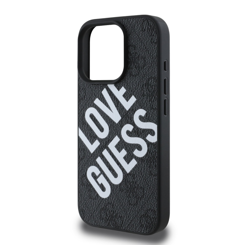 Guess PU bőr 4G Big Love Logo MagSafe hátlap az iPhone 16 Pro-hoz Fekete