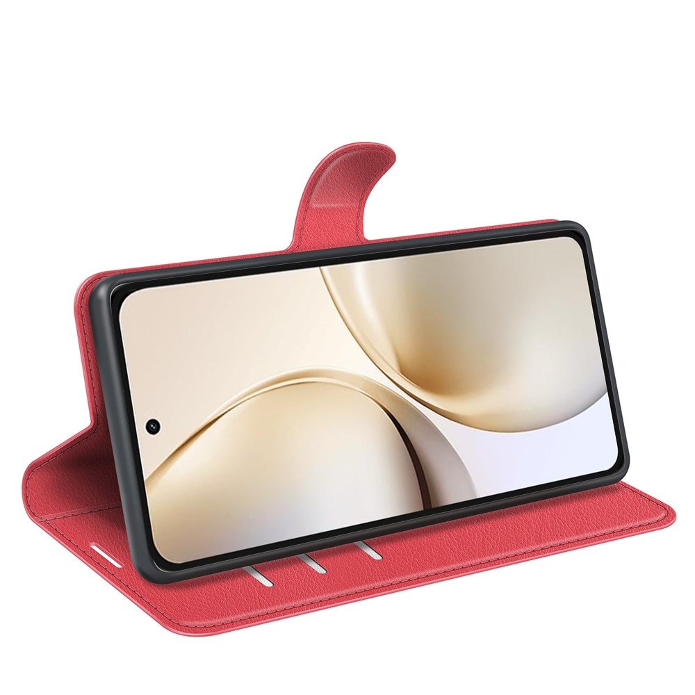 Litchi könyvtáska a Realme 14 Pro+ 5G készülékhez - piros