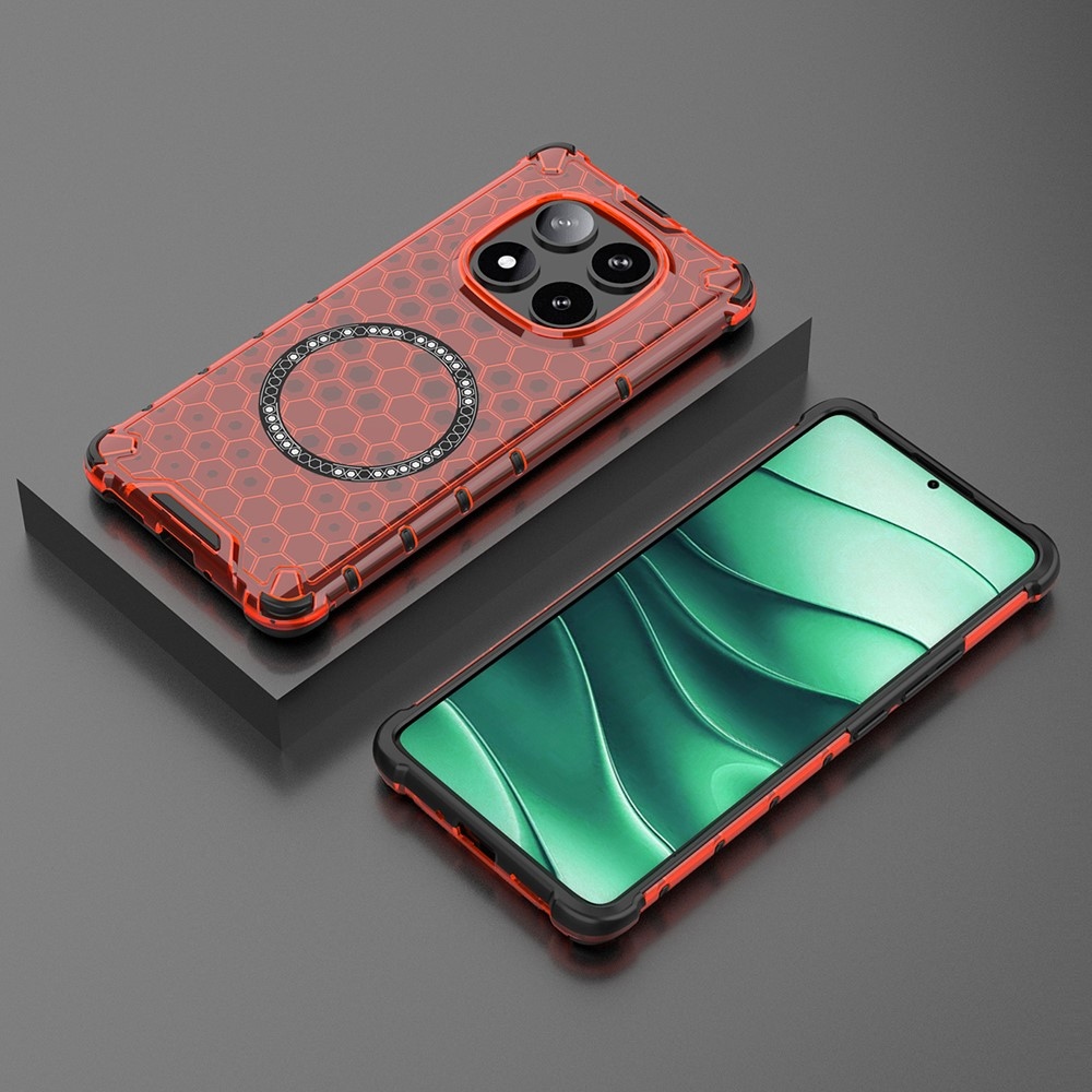 Mézédes, tartós védőburkolat MagSafe-vel a Xiaomi Redmi Note 14 Pro 5G/Poco X7 5G számára - piros színű