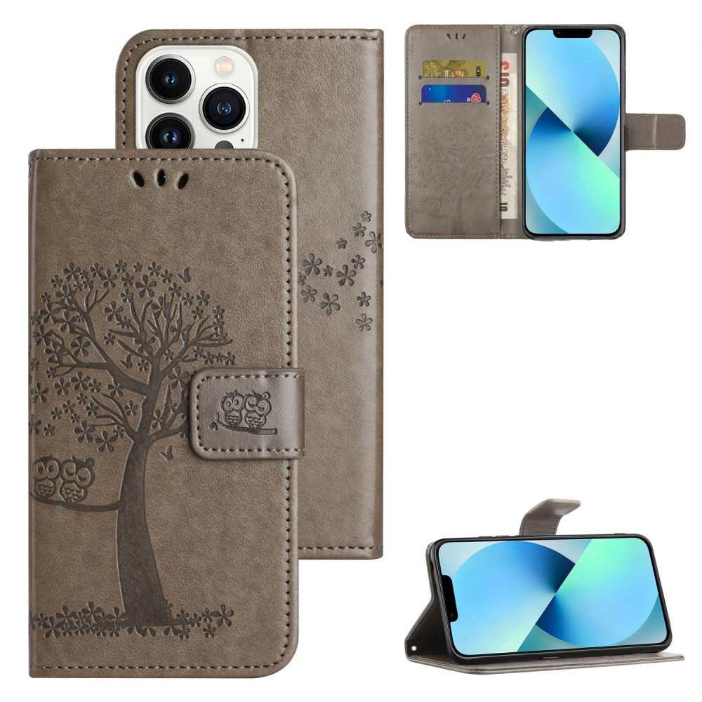 Fa könyv tok iPhone 15 Pro Max készülékhez - szürke