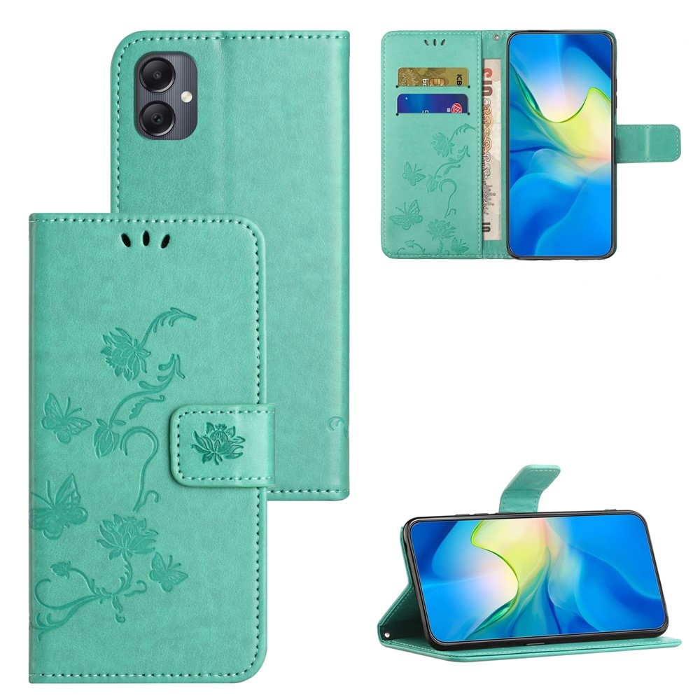 Virágos könyvtáska Samsung Galaxy A07 4G készülékhez - teal színű