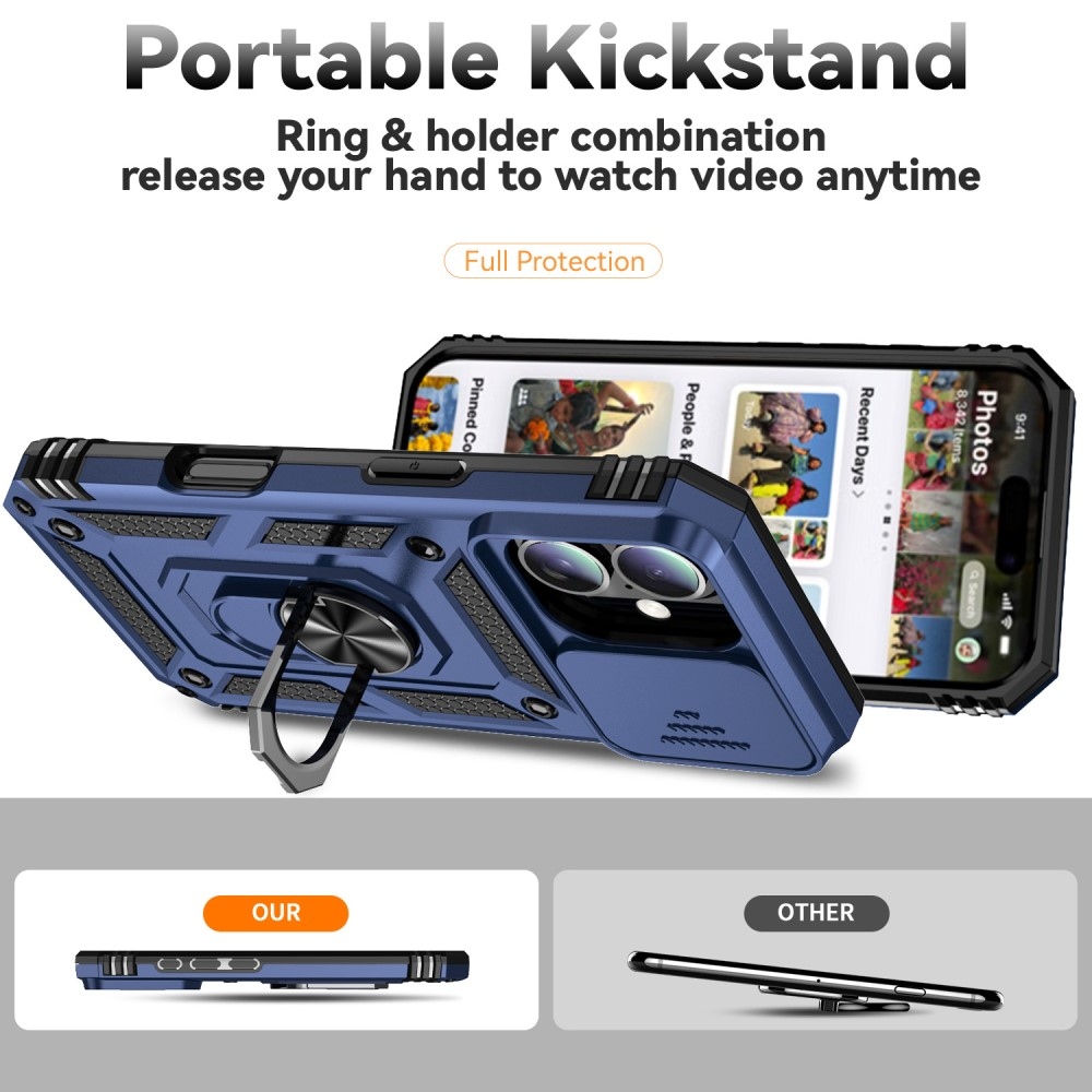 Tartós csúszásálló borító iPhone 16 készülékhez - kék