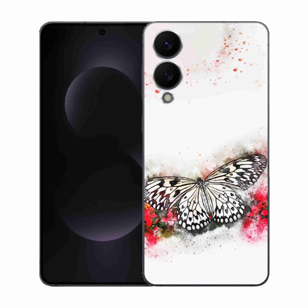 Zselés borítás mmCase Samsung Galaxy S25 Edge készülékhez - fekete-fehér pillangó