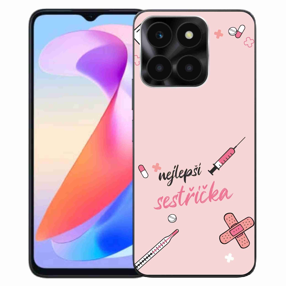 Gél borító mmCase a Honor X6a - legjobb kishúg rózsaszín háttérrel