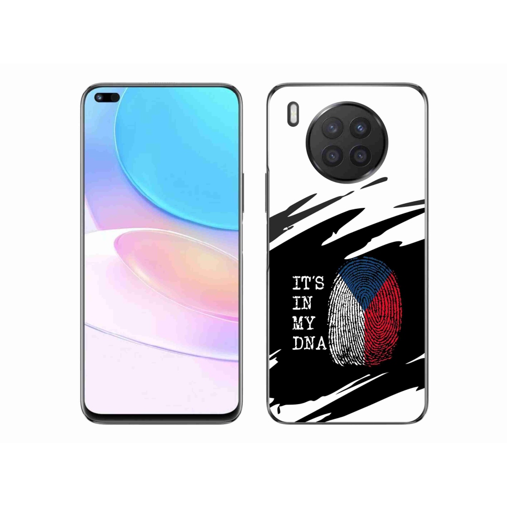 Gél borító mmCase a Huawei Nova 8i - zászló ujjlenyomat fekete és fehér háttérrel