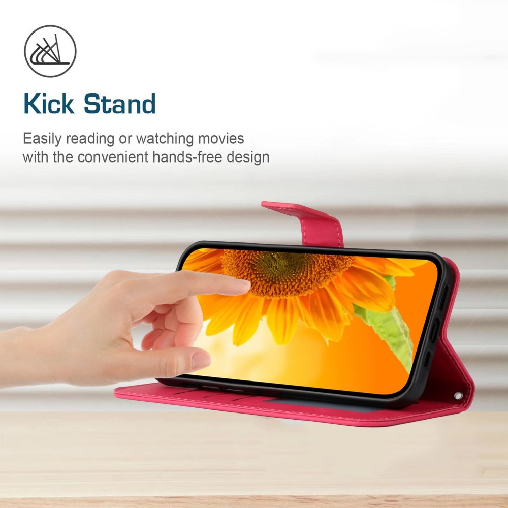 Napraforgó könyv tok a Xiaomi Redmi Note 14 Pro-hoz - rózsaszínű