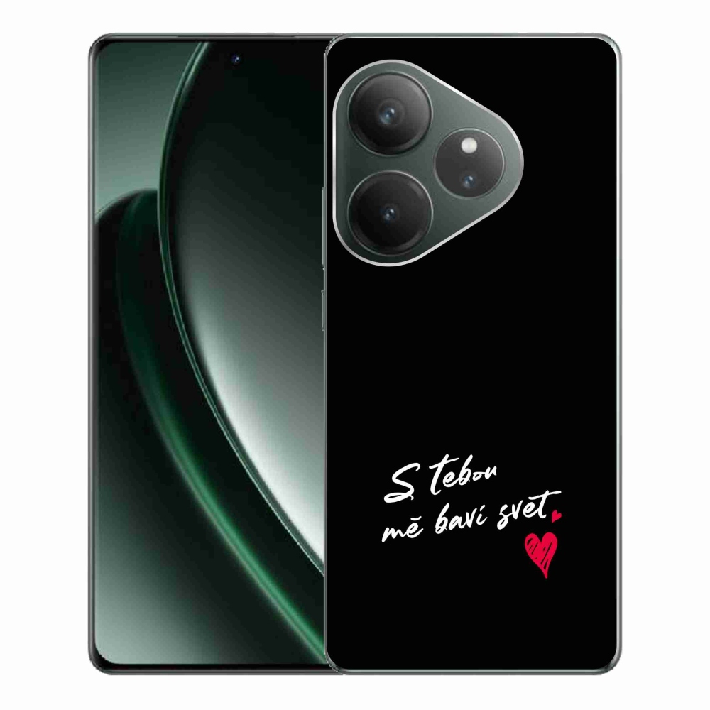 Gél borítás mmCase a Realme GT 6 5G/GT 6T 5G számára - text in love 1 fekete háttér