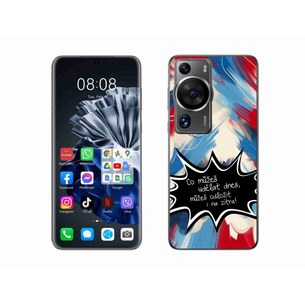 Gél borító mmCase a Huawei P60 Pro készülékhez - vicces szöveg 9 fekete háttér