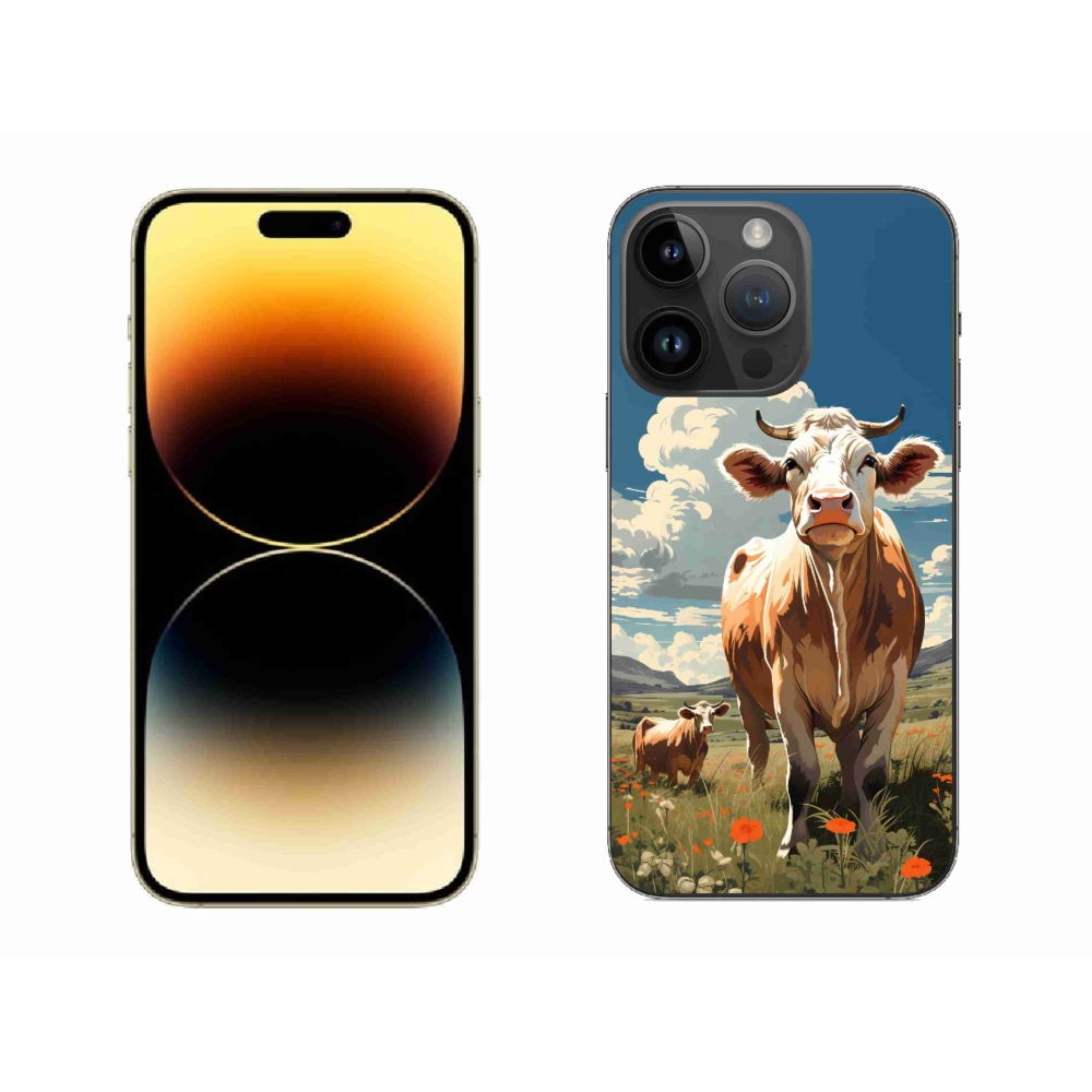 Zselés borítás mmCase iPhone 14 Pro Max készülékhez - tehenek a réten