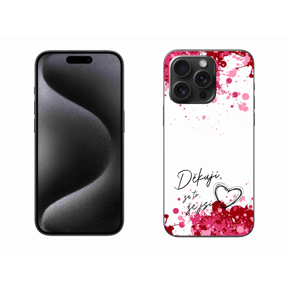 Gél borítás mmCase iPhone 15 Pro Max készülékhez - szerelmes szöveg 2 fehér háttér