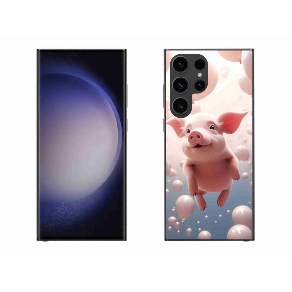 Gél borító mmCase Samsung Galaxy S23 Ultra 5G - malac lufikkal Samsung Galaxy S23 Ultra 5G-hez