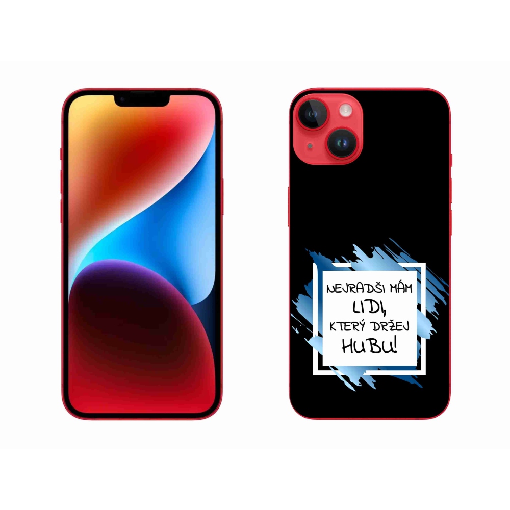 Gél borító mmCase iPhone 14 Plus készülékhez - vicces szöveg 7 fehér és fekete háttérrel