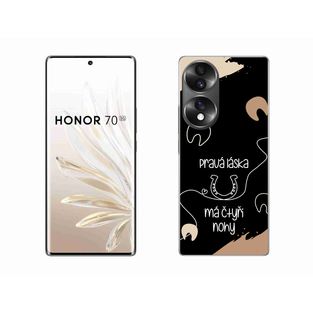 Zselés borító mmCase a Honor 70 készülékhez - ló motívum fekete háttérrel