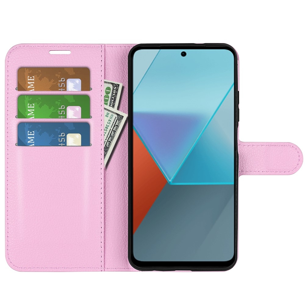 Litchi könyv tok Xiaomi Redmi Note 13 Pro 5G/Poco X6 5G - rózsaszínű