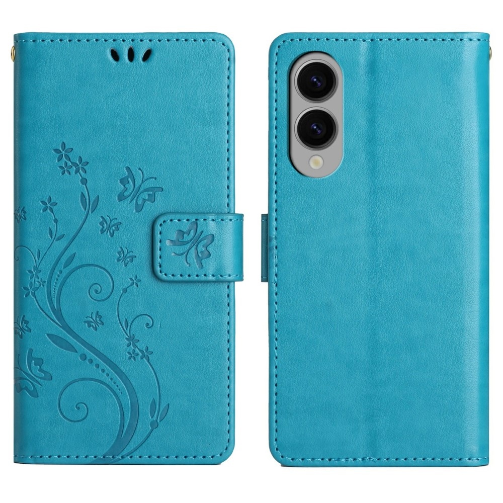 Virágok könyv tok Samsung Galaxy S25 Edge készülékhez - kék