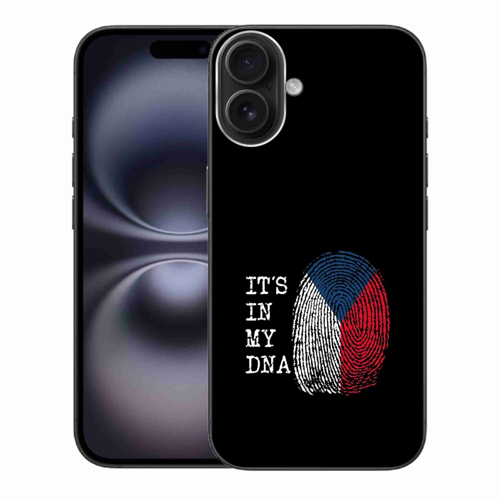 Zselés borítás mmCase iPhone 16 Plus készülékhez - zászlós ujjlenyomat fekete háttérrel