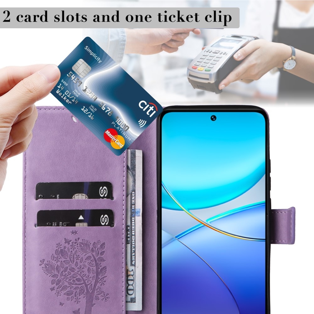 Fa könyv tok a Vivo V40 SE 4G/5G készülékhez - világos lila