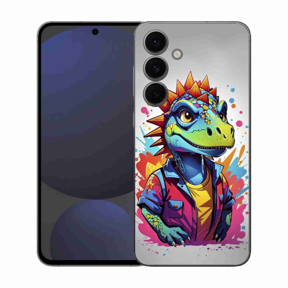 Zselés borítás mmCase Samsung Galaxy S25 FE - színes dinoszauruszhoz